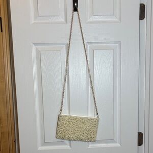 Elegant Cream Beaded Crossbody Bag